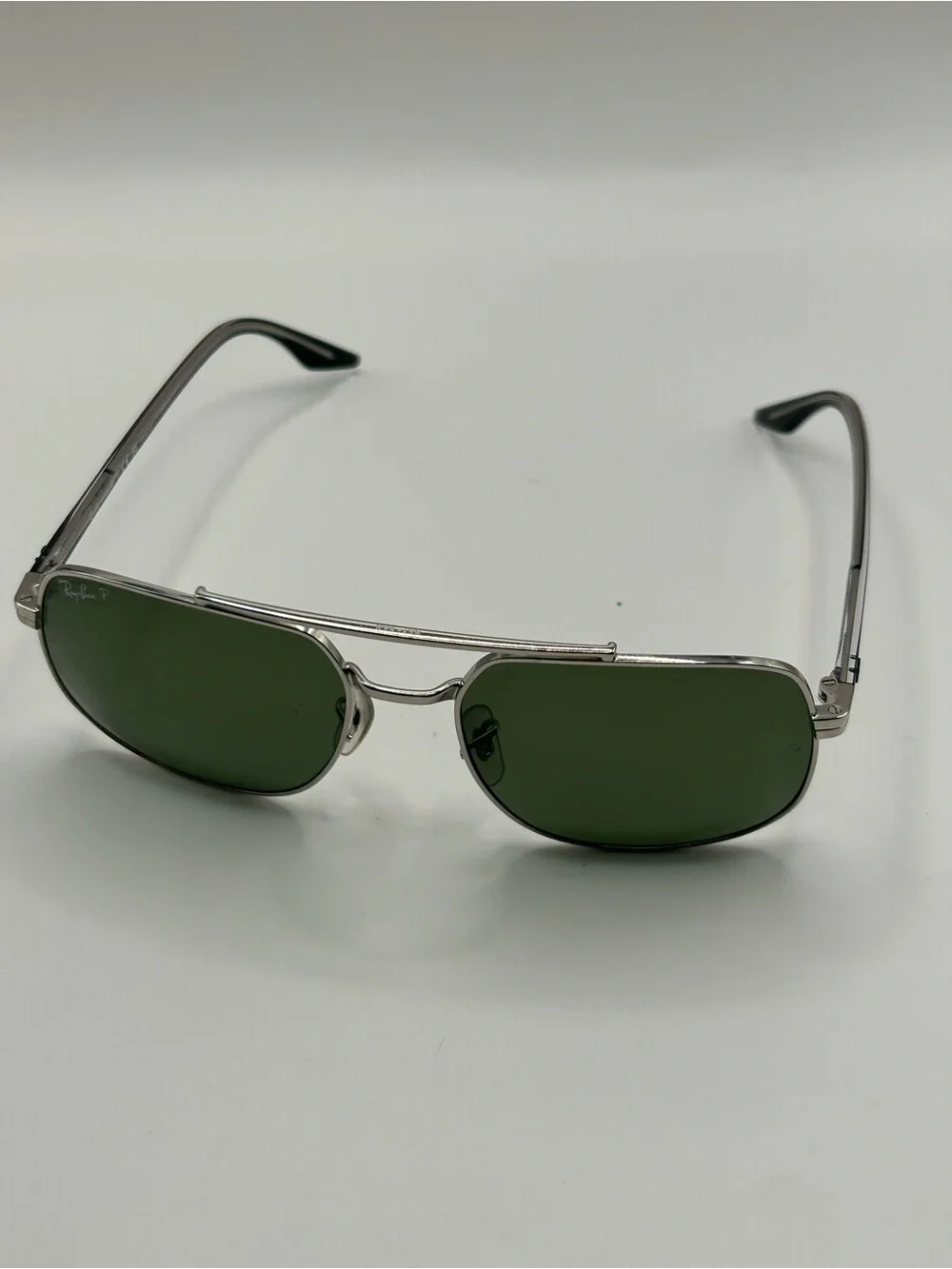 Ray-Ban Silver Frame Dark Green Lens Sunglasses